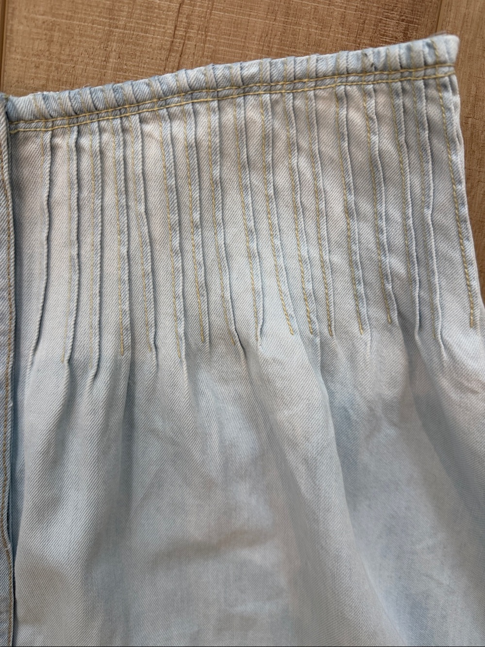 Anthropologie Pilcro Pintuck Basque Waist Button Front Maxi Skirt-Med-Chambray - Picture 3 of 9
